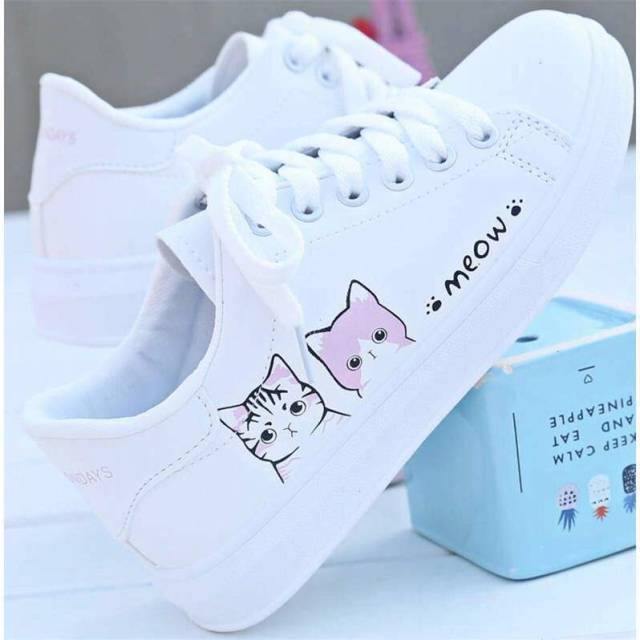 Buy Meow Cat Sneakers, Womens Shoes, Gift for Her, Cat Lady Gift, Cat Mom  Gift, Kawaii Sneakers, Cute Sneakers Online in India - Etsy